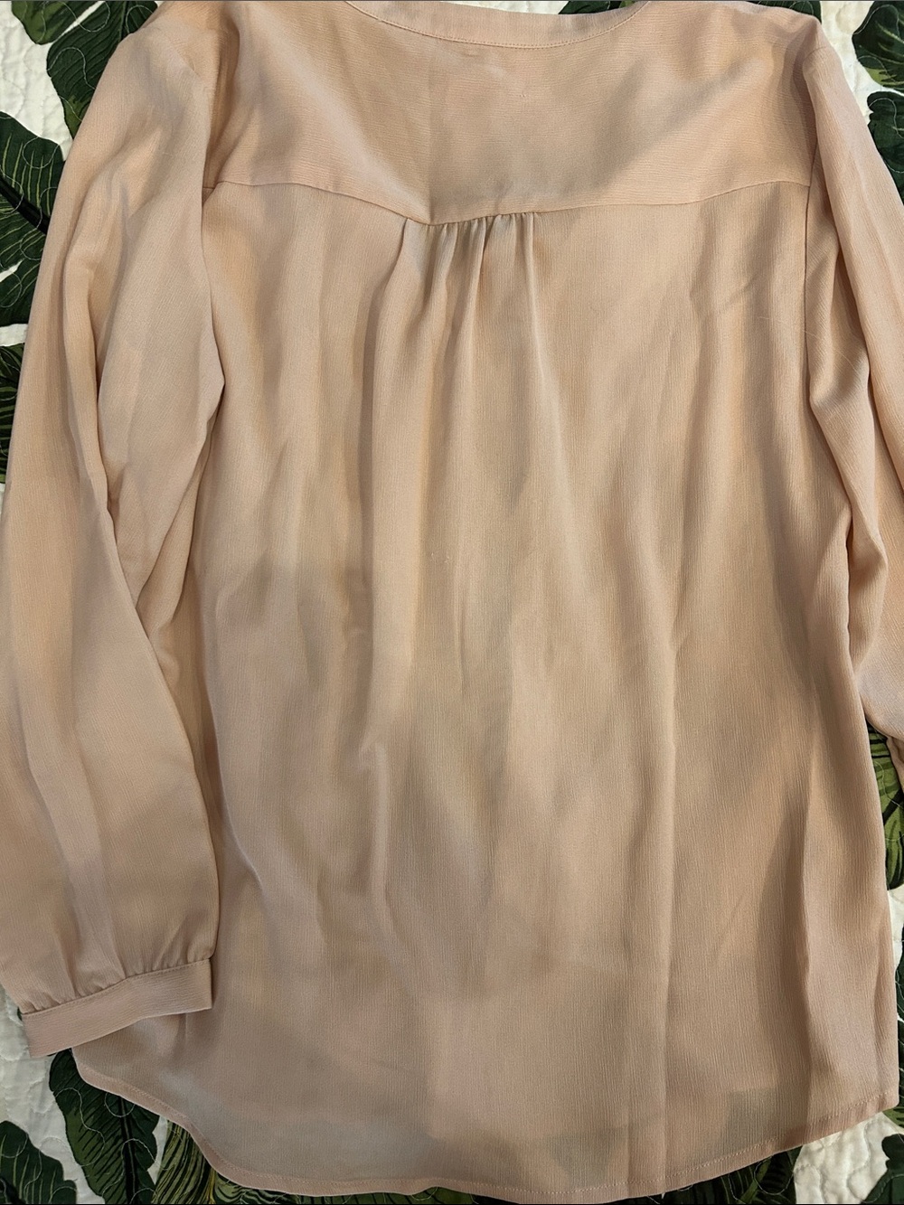 Chico's Blush Beige/Peach Ruffle Button-Front Top - Picture 6 of 9